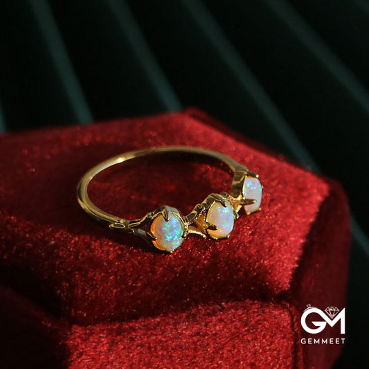 Vintage Three Opal Gold-plated Rings