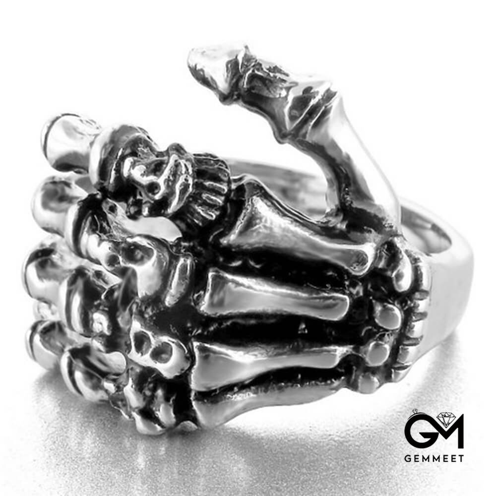 Men's Titanium Steel Palm Skull Ring