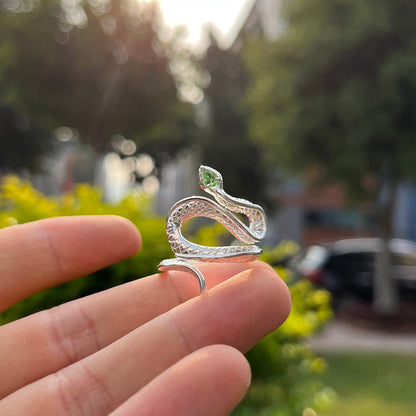 Handmade Topaz Snake Sterling Silver Ring