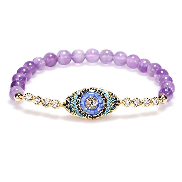 Amethyst Evil Eye Symbol Healing Bracelet