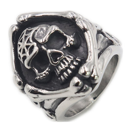 Vintage Spiderweb Skull Ring for Men