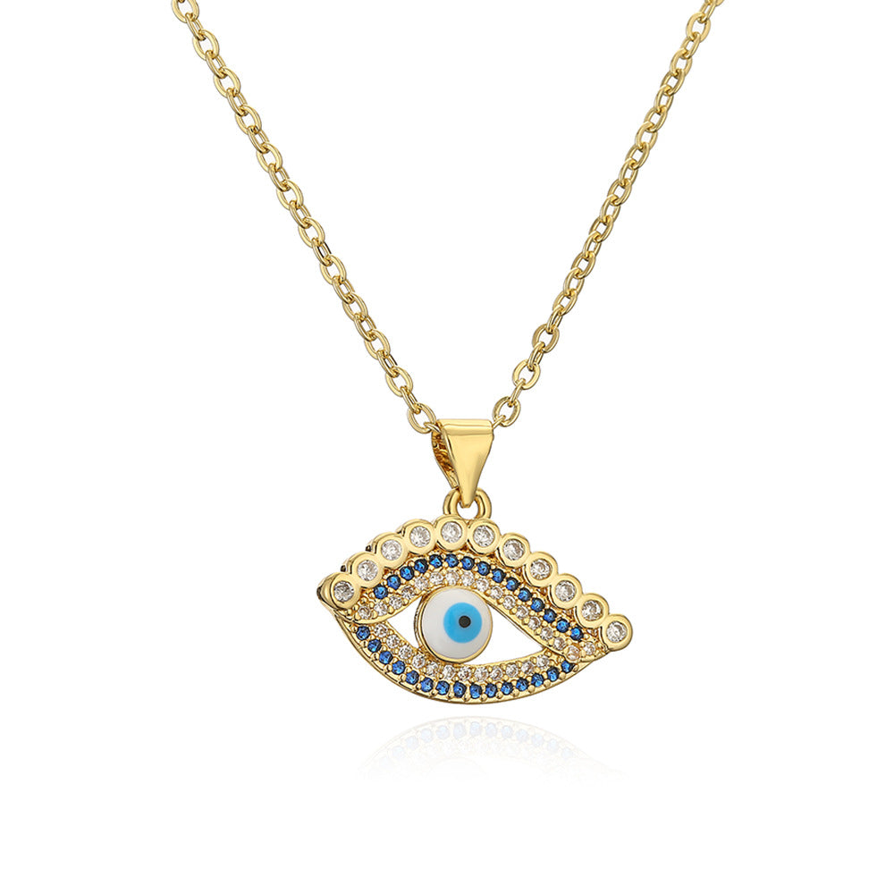 Hollow Evil Eye Full Stones Pendant Necklace