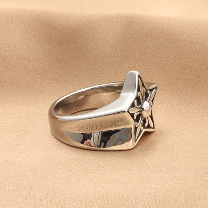 Five Star Flower Retro Trendy Men's Ring