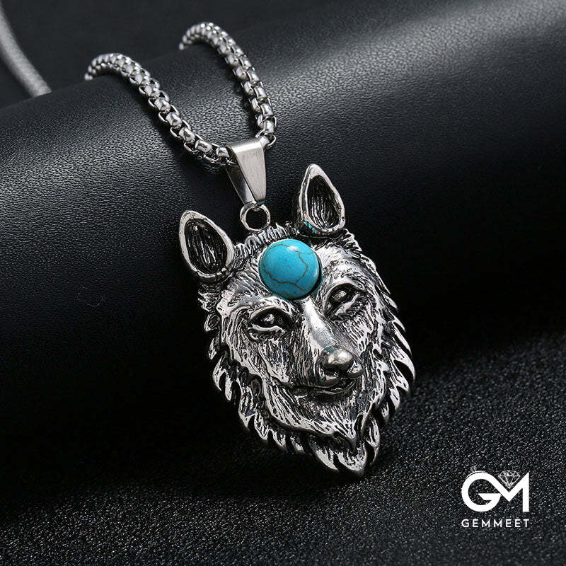 Domineering Simple Alloy Wolf Head Men's Skull Necklace