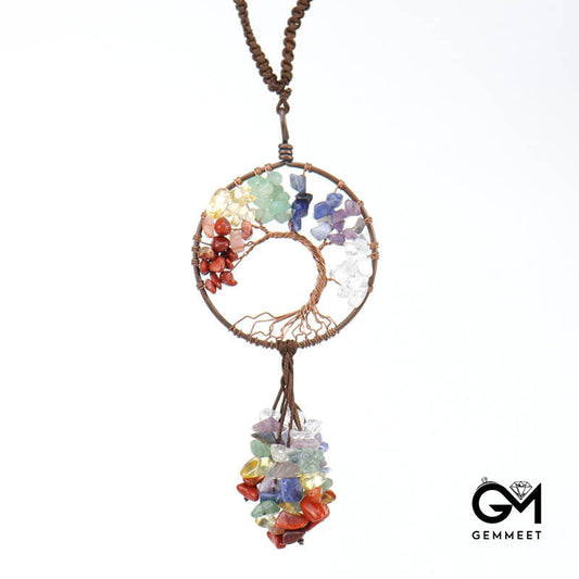 Crystal Gravel Life Tree Fringe Pendant