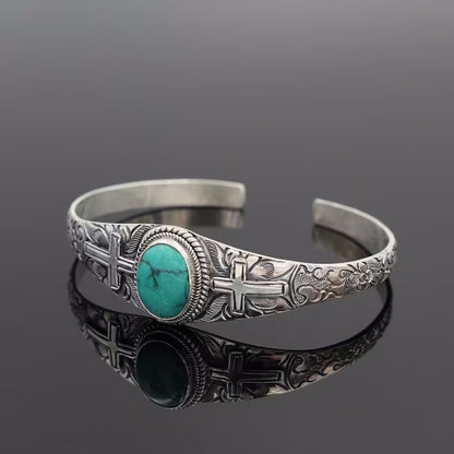 Ethnic Style Metal Inlay Turquoise Women's Bracelet