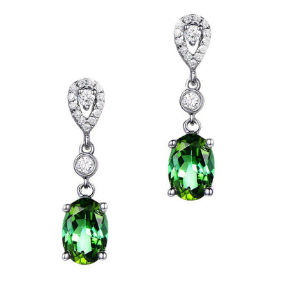 Vintage Emerald Crystal Earrings Low Luxury Diamond-Set Zircon Four-claw Stud Earrings