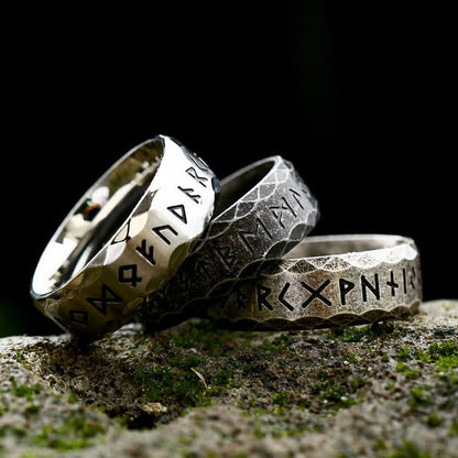 "War God" - Rune Norse Engraved Words Viking Ring