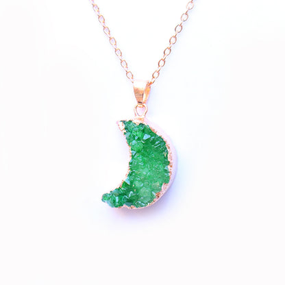 Natural Irregular Moon Shape Color Stone Necklace