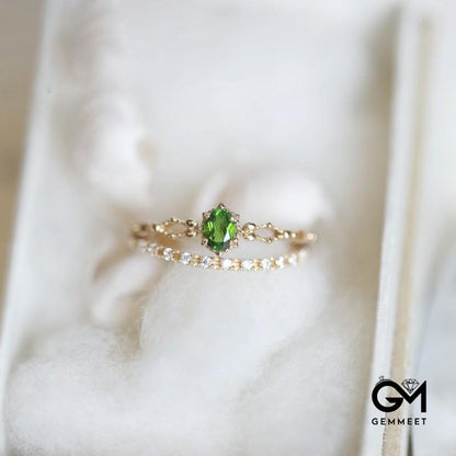 Radiant Goddess Green Zircon Multi-layer Ring