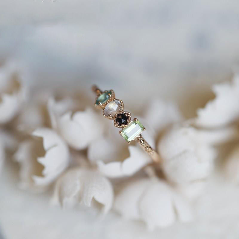 Exquisite Labradorite Crystal Adjustable Ring