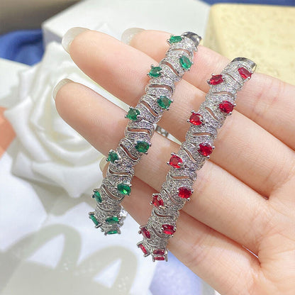 Imitation Mozambique Ruby Bracelet Micro-paved Emerald Fancy Red Diamond Bracelet