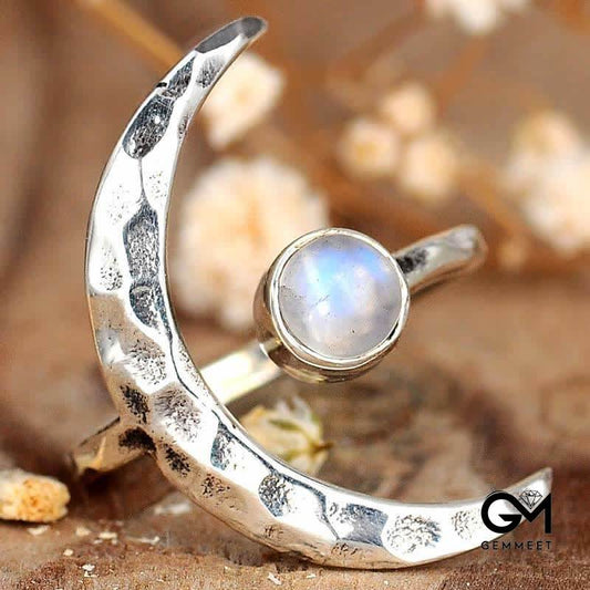 Moonstone Crescent Moon Ring