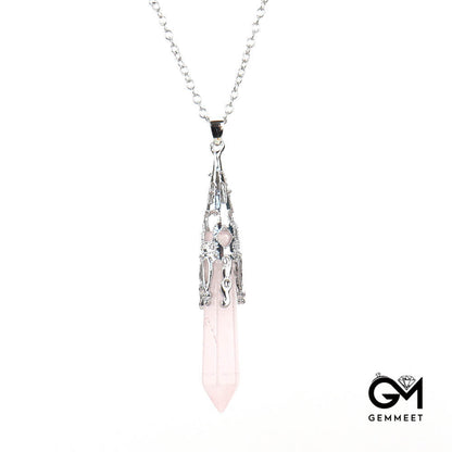 Crystal Single Point Hexagon Pyramid Necklace