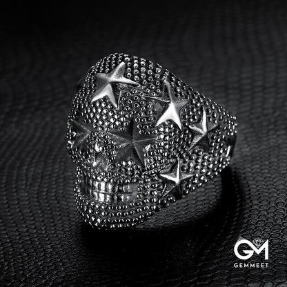 Titanium Steel American Flag Star Dotted Men's Ring