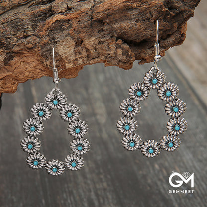 Simple Drop Turquoise Flower Earrings