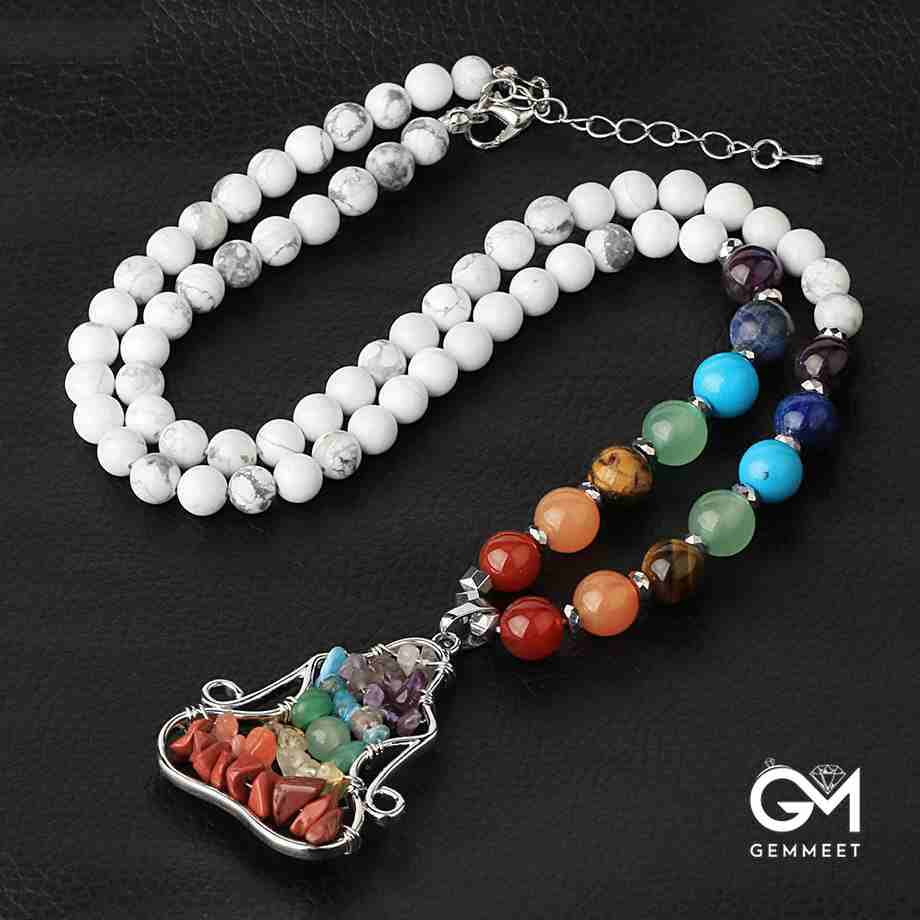 Crystal Colorful Bead Energy Pendant Necklace