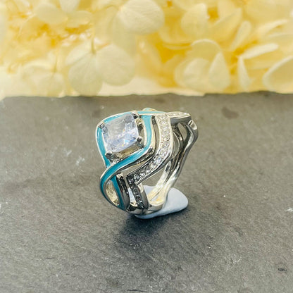 Faxul Turquoise Ocean Wave Ring