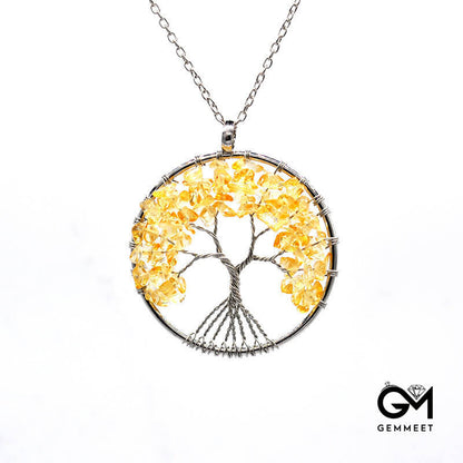 Kabbalah Tree of Life Gravel Crystal Necklace