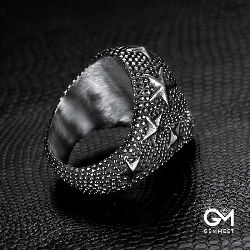 Titanium Steel Spotted Star Skull Ring