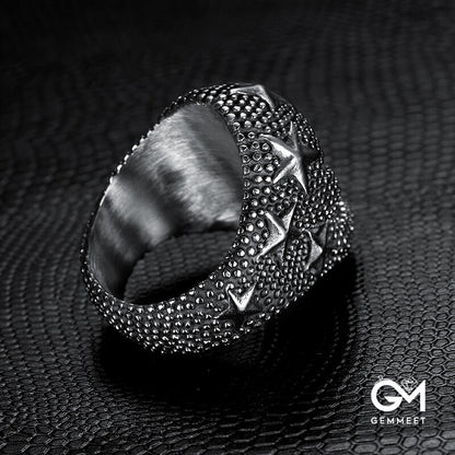 Titanium Steel Spotted Star Skull Ring