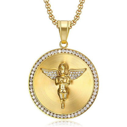 Hip Hop Jewelry Gold Plated Zirconia Angel Pendant