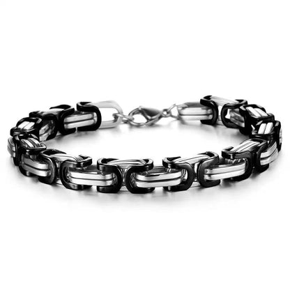 Men Stainless Steel Punk Byzantine Link Chain Bracelet