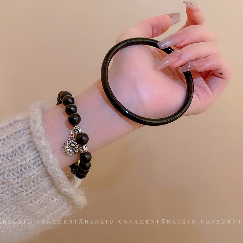 Mahogany Round Bead Bracelet