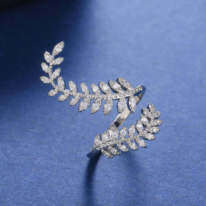 Creative Graceful Leaves Zircon Ring Regular Price