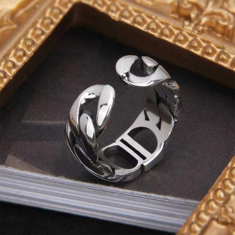 Simple Hip Hop Punk CD Letter Ring