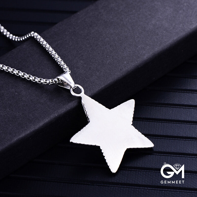 Stainless Steel Pendant Cast Five-pointed Star Necklace