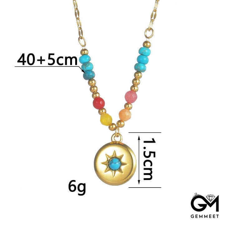 Turquoise Pendant Titanium Steel 14k Necklace