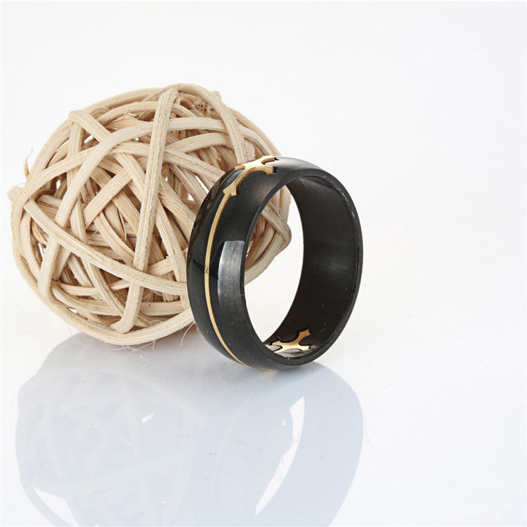 Detachable Cross-shaped Trendy Men's Punk Black Gold Ring