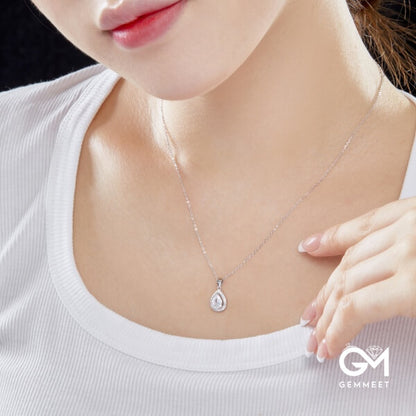 S925 Pure Silver Water Drop Zircon Hollow Necklace