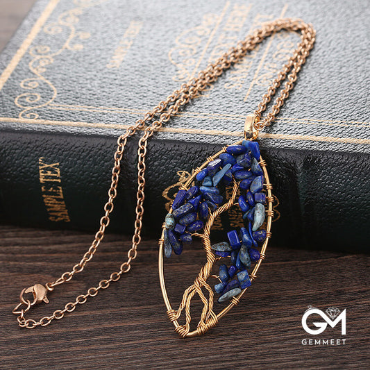 Crystal Geometric Tree of Life Pendant Necklace