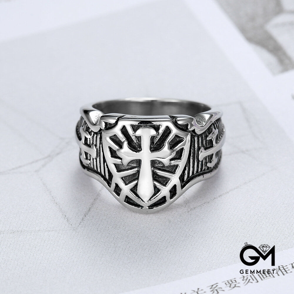 Stainless Steel Vintage Templar Logo Ring