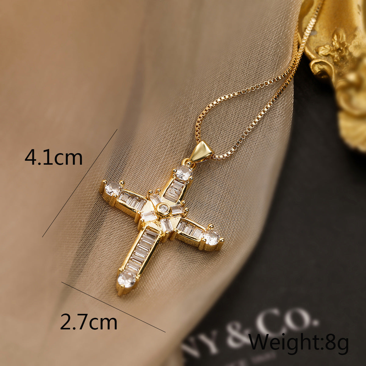 Full Stones Cross Pendant Necklace