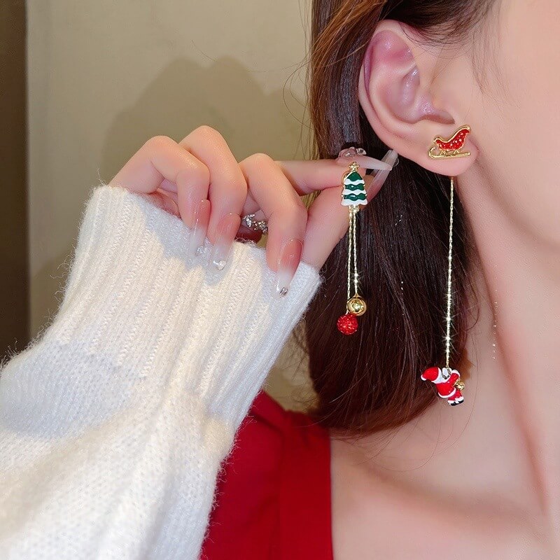 Christmas Earrings High-quality Asymmetrical Long Tassel Sweet Earrings