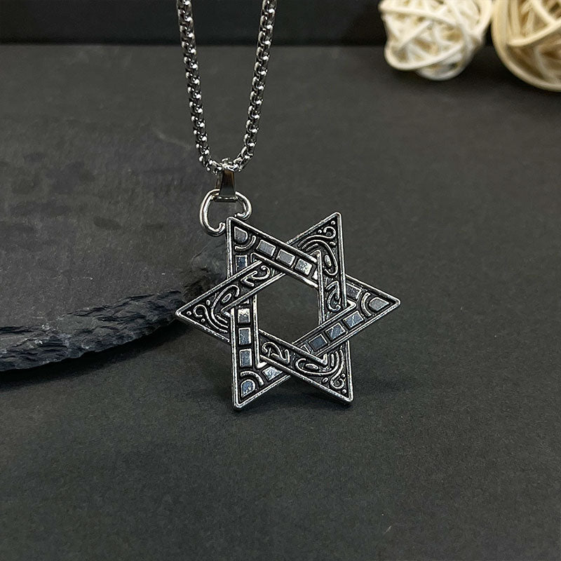 Stainless Steel Double-sided Hexagram Star Necklace