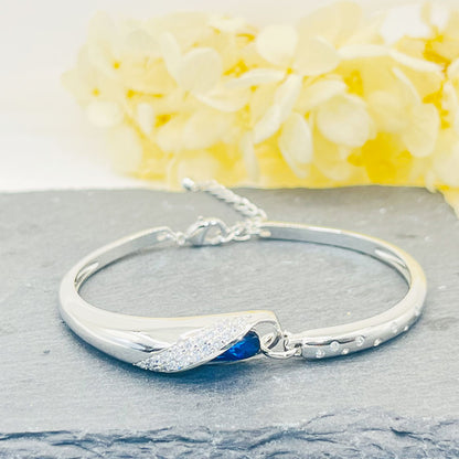 White Gold Plated Angel Tears Blue Zircon Bangle Bracelet