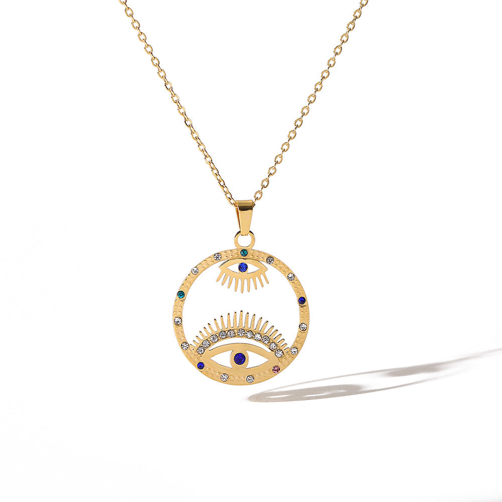 Evil Eye Hollow Pendants Necklace