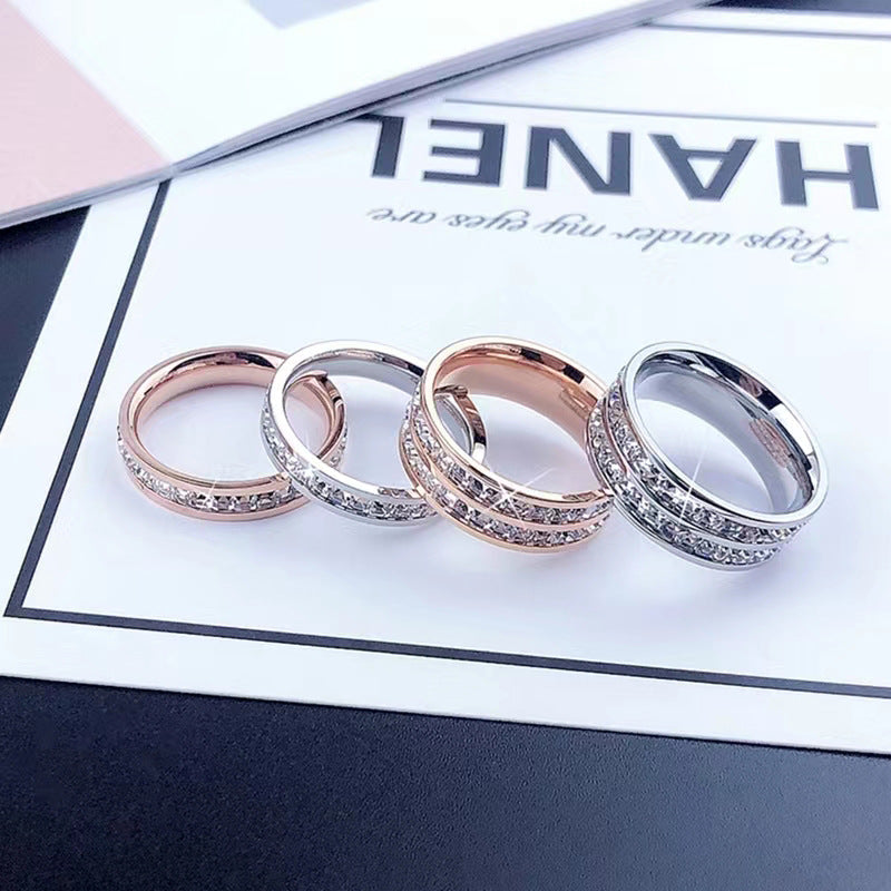 Niche Double Row Full Star Couple Titanium Steel Ring