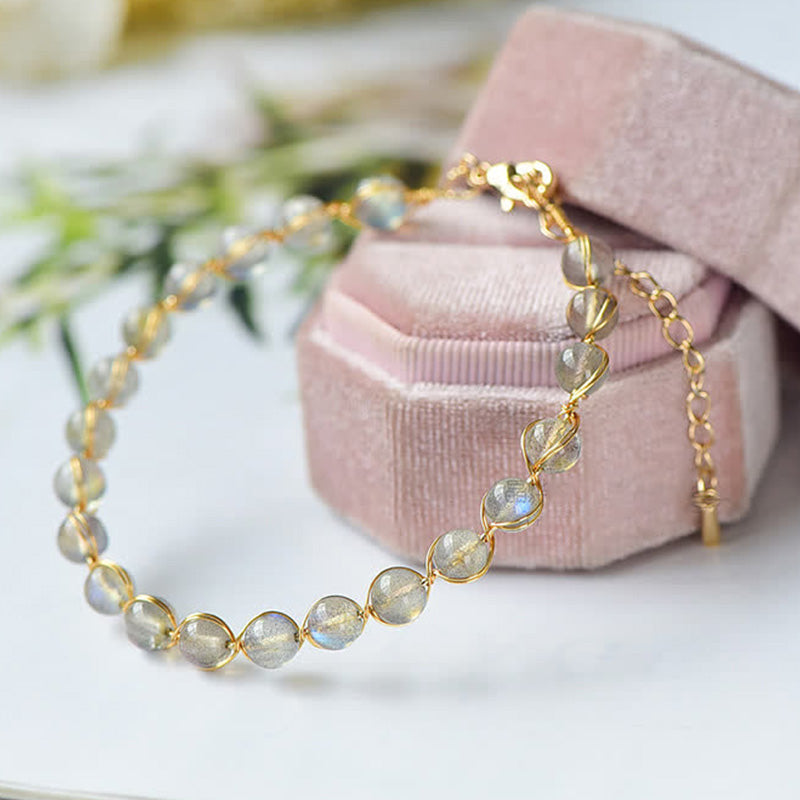 Natural Moonstone Golden Healing Positive Bracelet