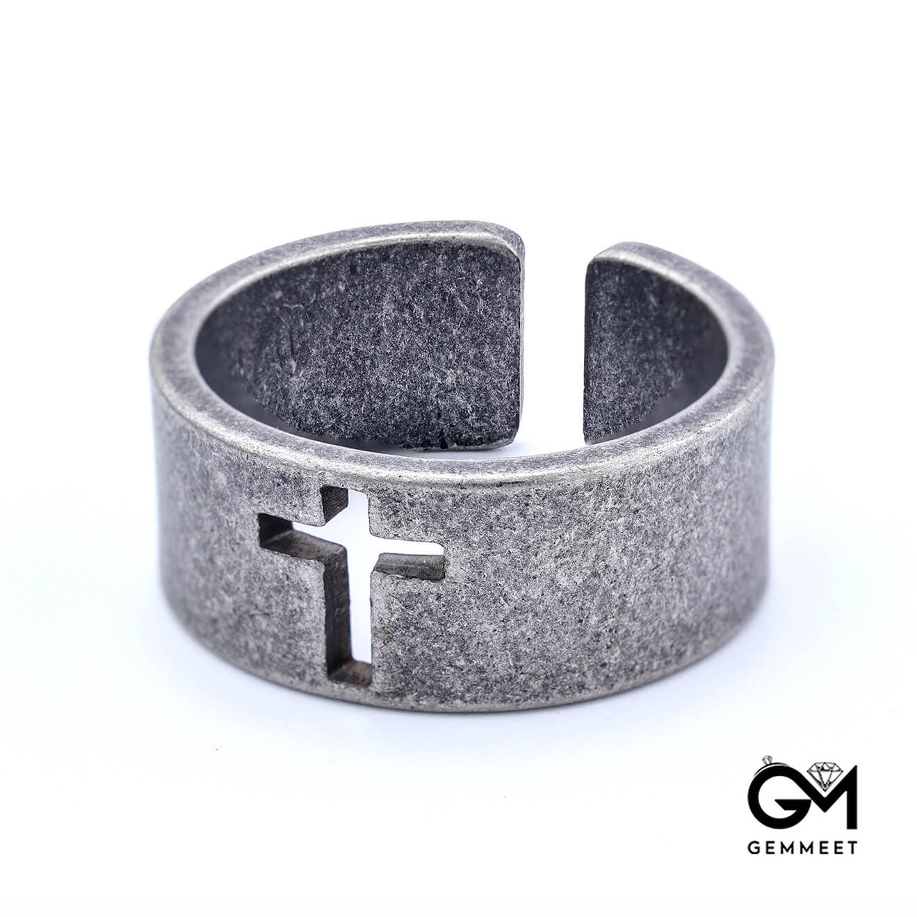 Stainless Steel Vintage Hollowed Bible Ring for Men