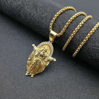 Hip Hop Jewelry Gold Plated Zirconia Jesus Pendant