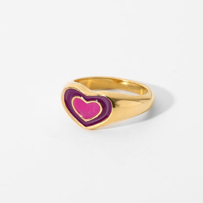 Cute Oblate Heart Shape Signet Ring