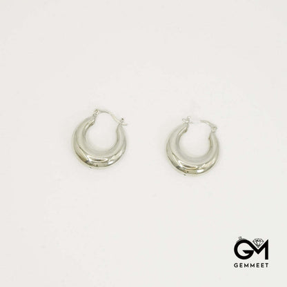 White Gold Chunky Hoop Earrings