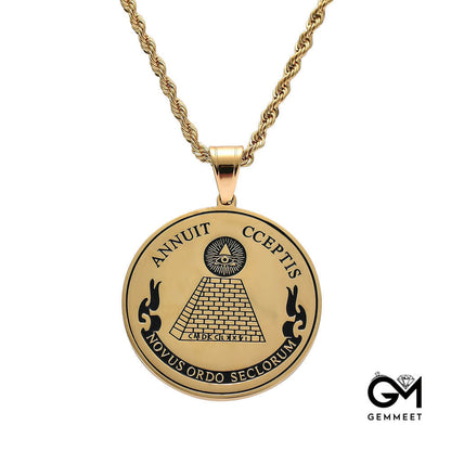 Alloy Round Pyramid Pendant Necklace