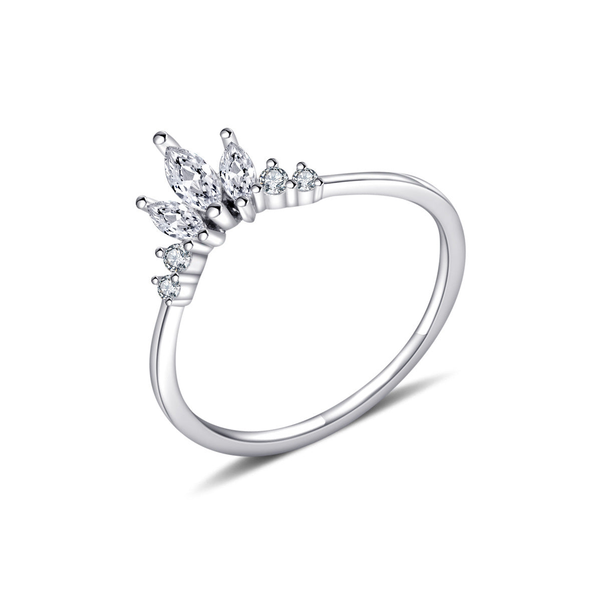 S925 Silver Inlaid Zircon Crown Ring