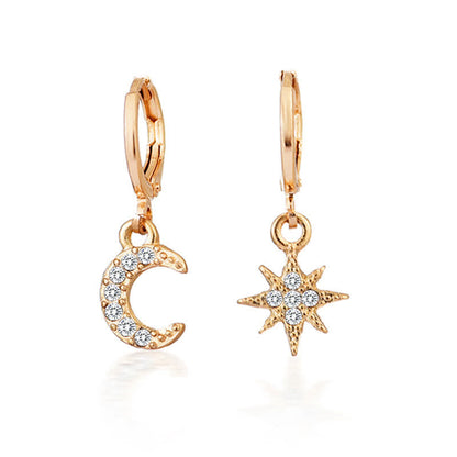 Women's Moon Star Celestial Hoop Earrings